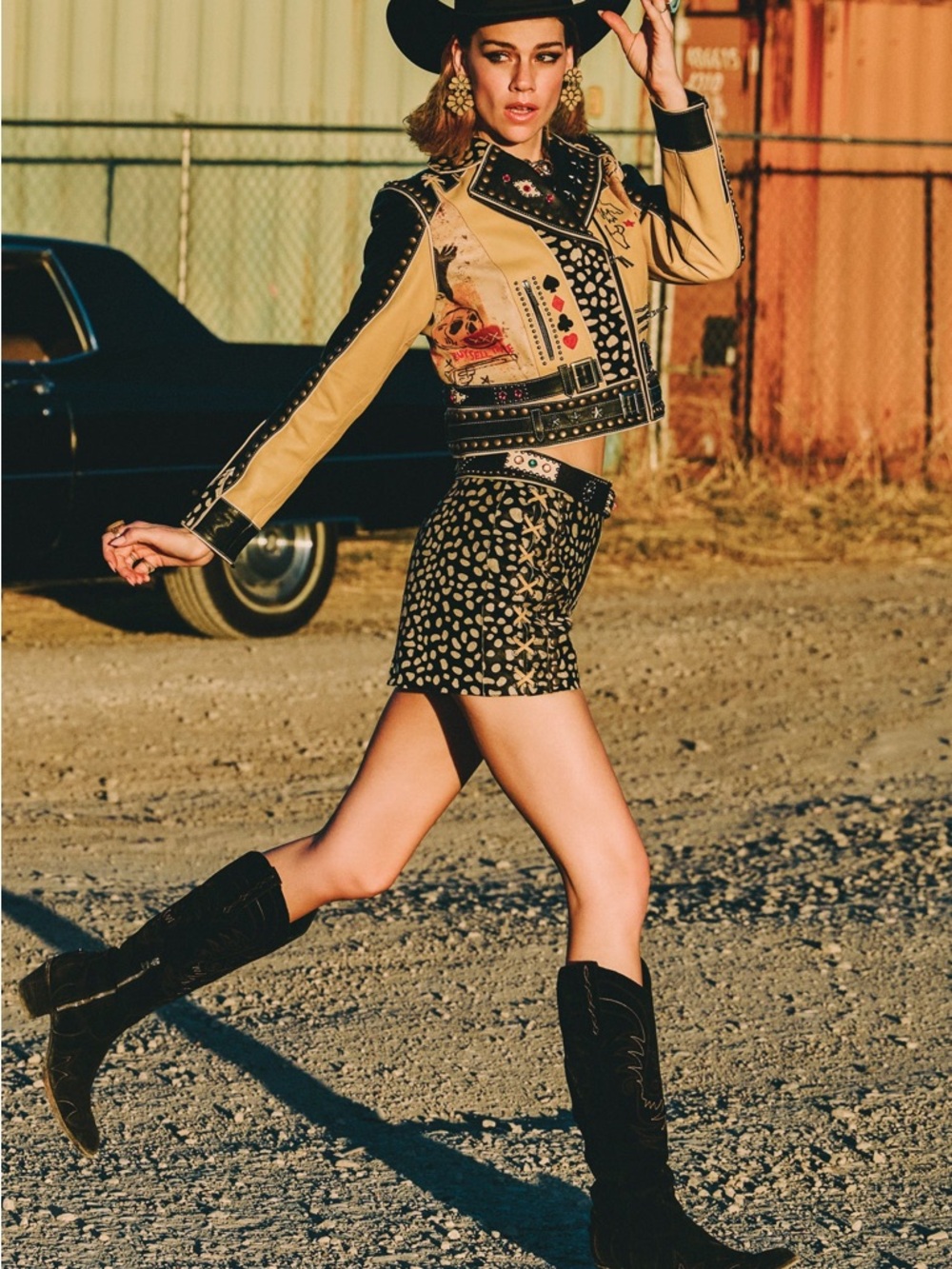 Double D Ranch Black and Gold Leopard-Print Jean Shorts - Picture 4 of 11